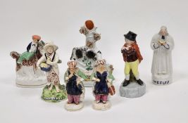 Various items of Staffordshire pearlware and pottery including a pair of pottery models of Turks,