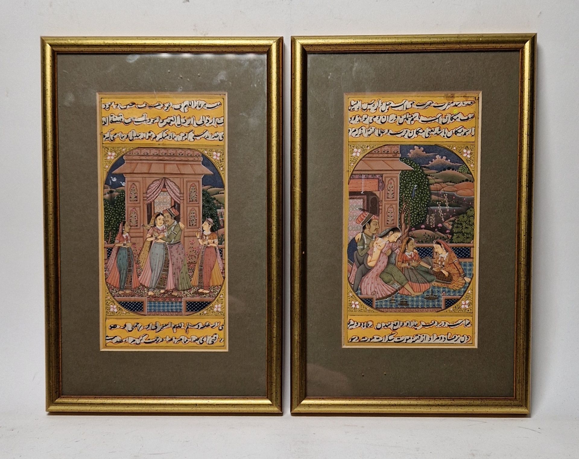 Two 20th century Indian miniatures Gouache on paper Painted in the Mughal style, one with an - Image 4 of 4