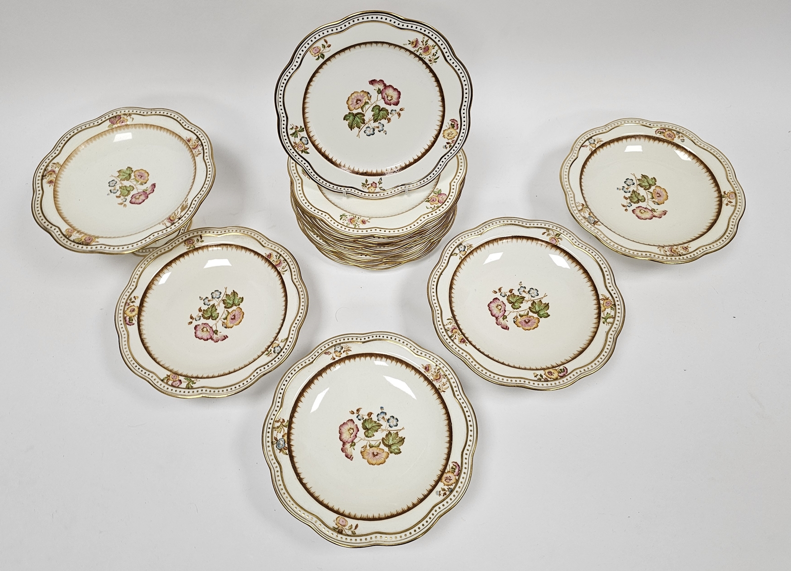 Wedgwood bone china part dessert service, late 19th century, printed black and impressed marks, - Image 2 of 3