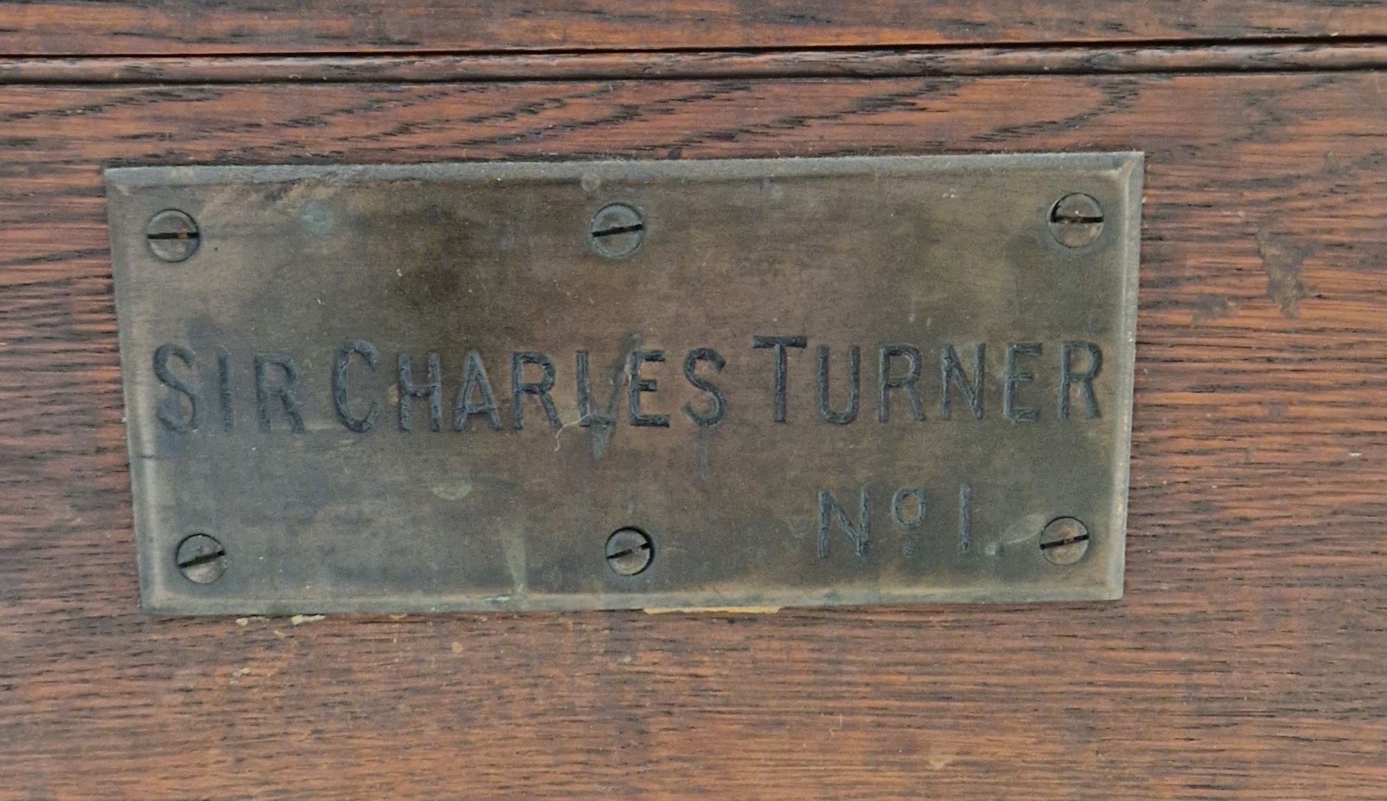 Victorian metal bound oak silver chest by Chapple & Mantell, the lid opening to reveal a variety - Image 7 of 8