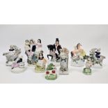 Group of Staffordshire pearlware and pottery figures, circa 1800 and later including a figure