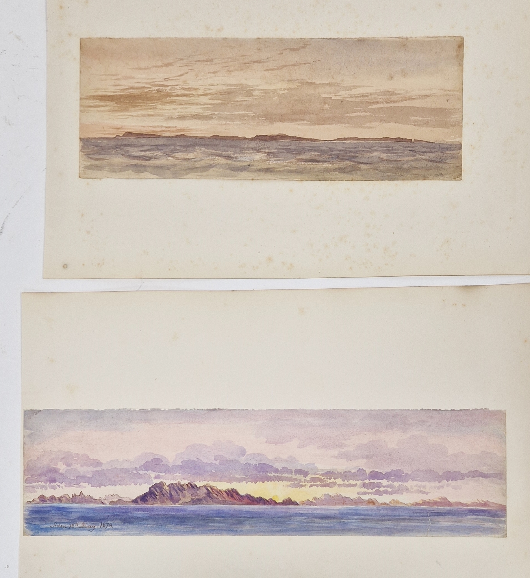 Watercolour drawings - collection Attrib. A H. Walter " A Passage from India to England 1873" - Image 7 of 13