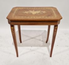 20th century inlaid Sorrento ware musical occasional table of octagonal form, 51cm high x 50cm