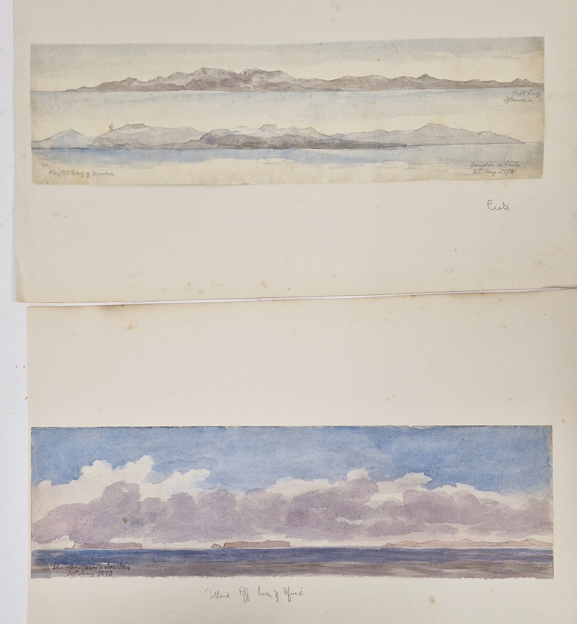 Watercolour drawings - collection Attrib. A H. Walter " A Passage from India to England 1873" - Image 10 of 13