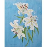 Constance de Hamel (20th century) Watercolour and gouache Study of lilies, signed lower left, framed