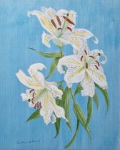 Constance de Hamel (20th century) Watercolour and gouache Study of lilies, signed lower left, framed
