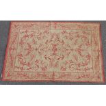 Laura Ashley woven wool rug of revived Savonnerie design, in ivory and iron red with allover