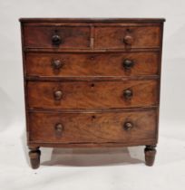 Early 19th century mahogany bowfront chest of drawers with two short drawers above three long
