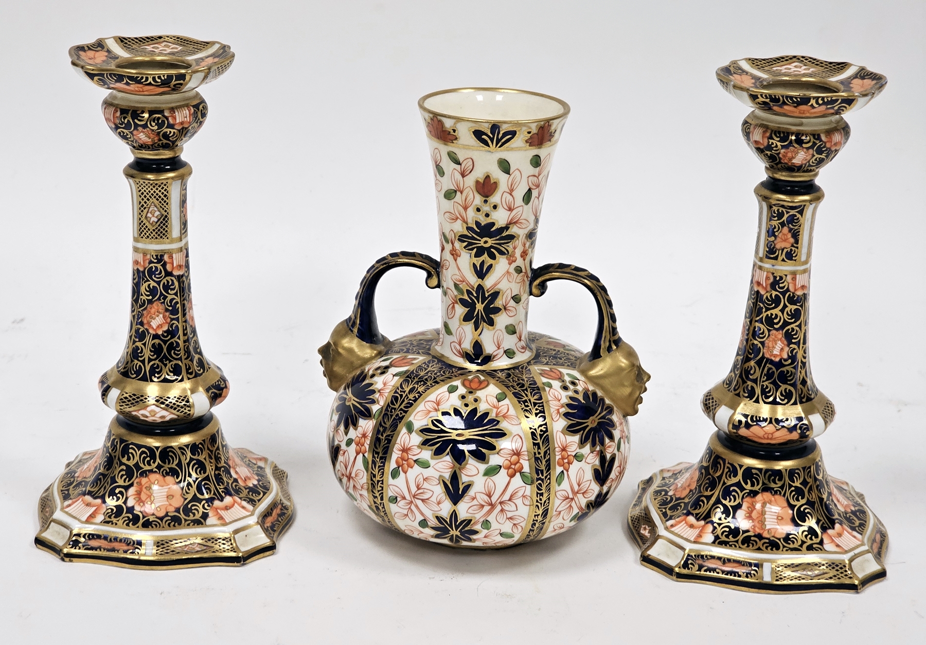 Royal Crown Derby Imari pattern two-handled globular vase, circa 1880, printed iron red marks, of - Image 2 of 5