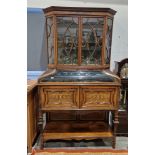 Victorian inlaid rosewood display cabinet, marked with maker's label 'Marris and Norton, Corporation