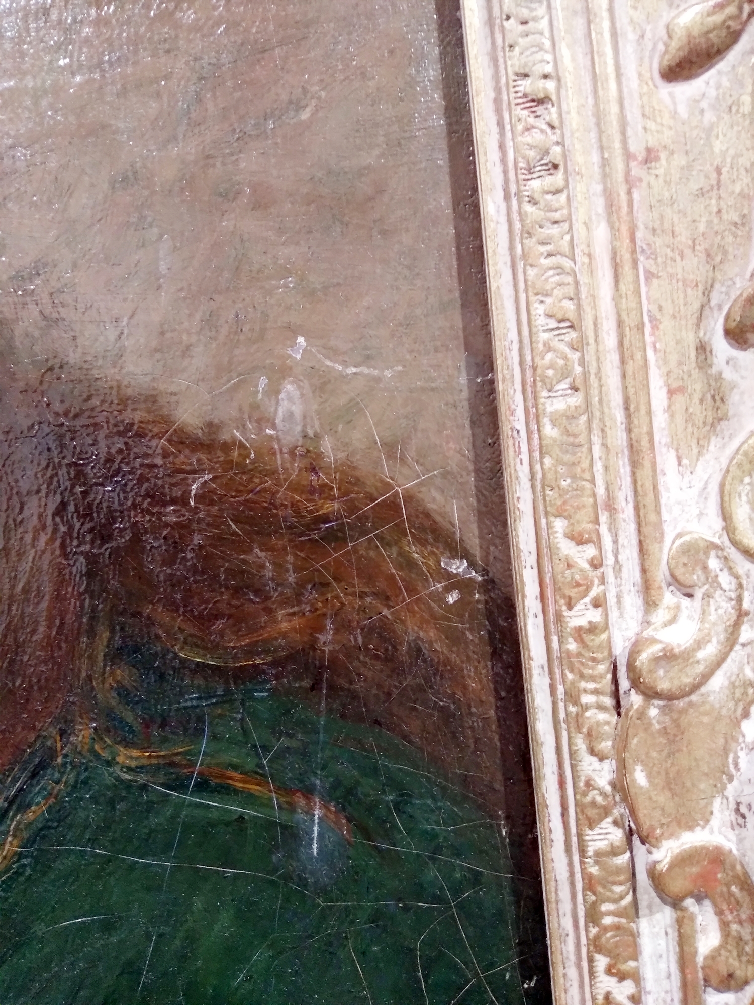 Late 19th century British School Oil on canvas Portrait of a young woman with windswept red hair - Image 7 of 12