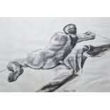 Gordon Smith (20th century) Charcoal and wash drawing  Study of a female nude reclining, en