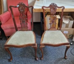 Pair of late 19th century mahogany dining chairs with pierced and carved splat backs, 92cm high (2)