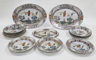 Faenza (Ferniani) faience composite part dinner service, circa 1770 and later, painted with stylised