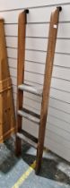 Great Western Railways sleeper cabin stained wood ladder with original carpet covered three-tread