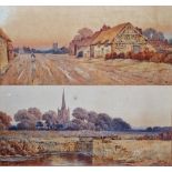 Alfred Marsh (late 19th century) Two landscape watercolours on paper Salford Prior, Worcestershire