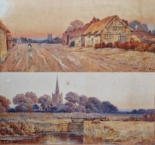 Alfred Marsh (late 19th century) Two landscape watercolours on paper Salford Prior, Worcestershire