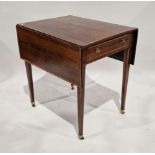 Early 19th century rosewood veneered pembroke table of rectangular section with ebony stringing,
