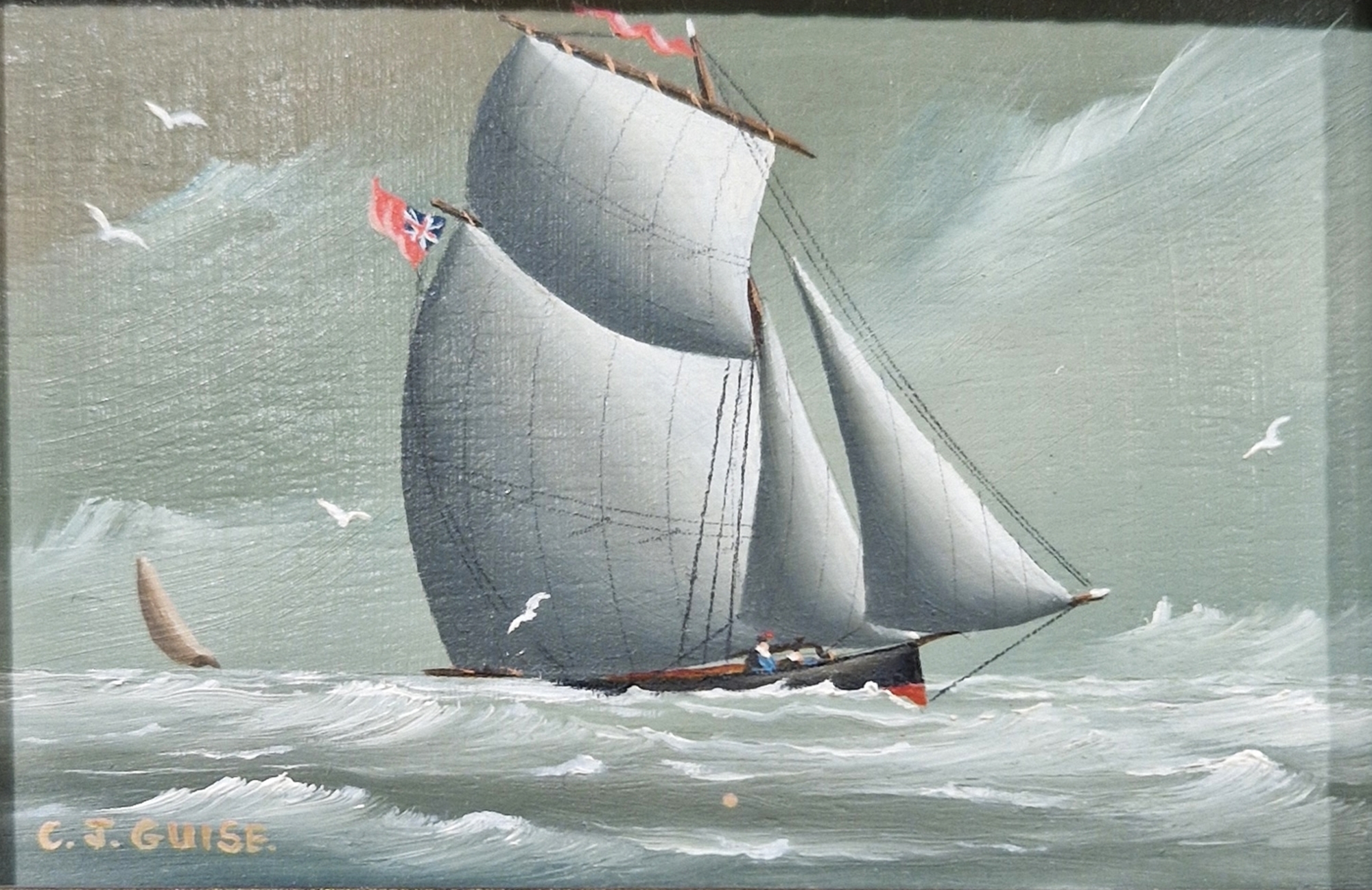 Christopher Guise (20th century) Pair of miniature maritime oil on boards Comprising: The Topsail - Bild 2 aus 6