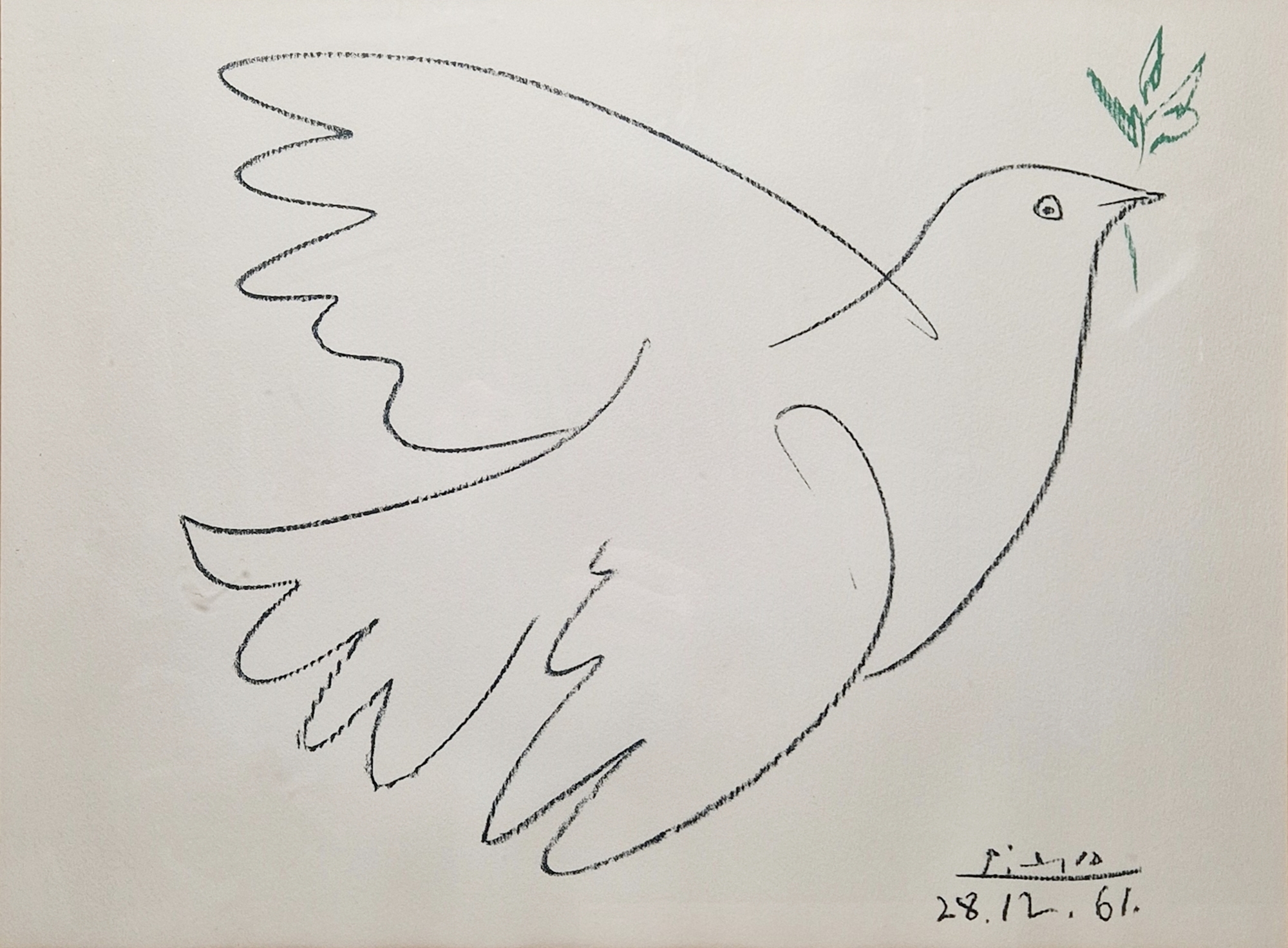 After Pablo Picasso (1881-1973) Offset lithograph "Dove of Peace", open edition, signed and dated - Bild 3 aus 4