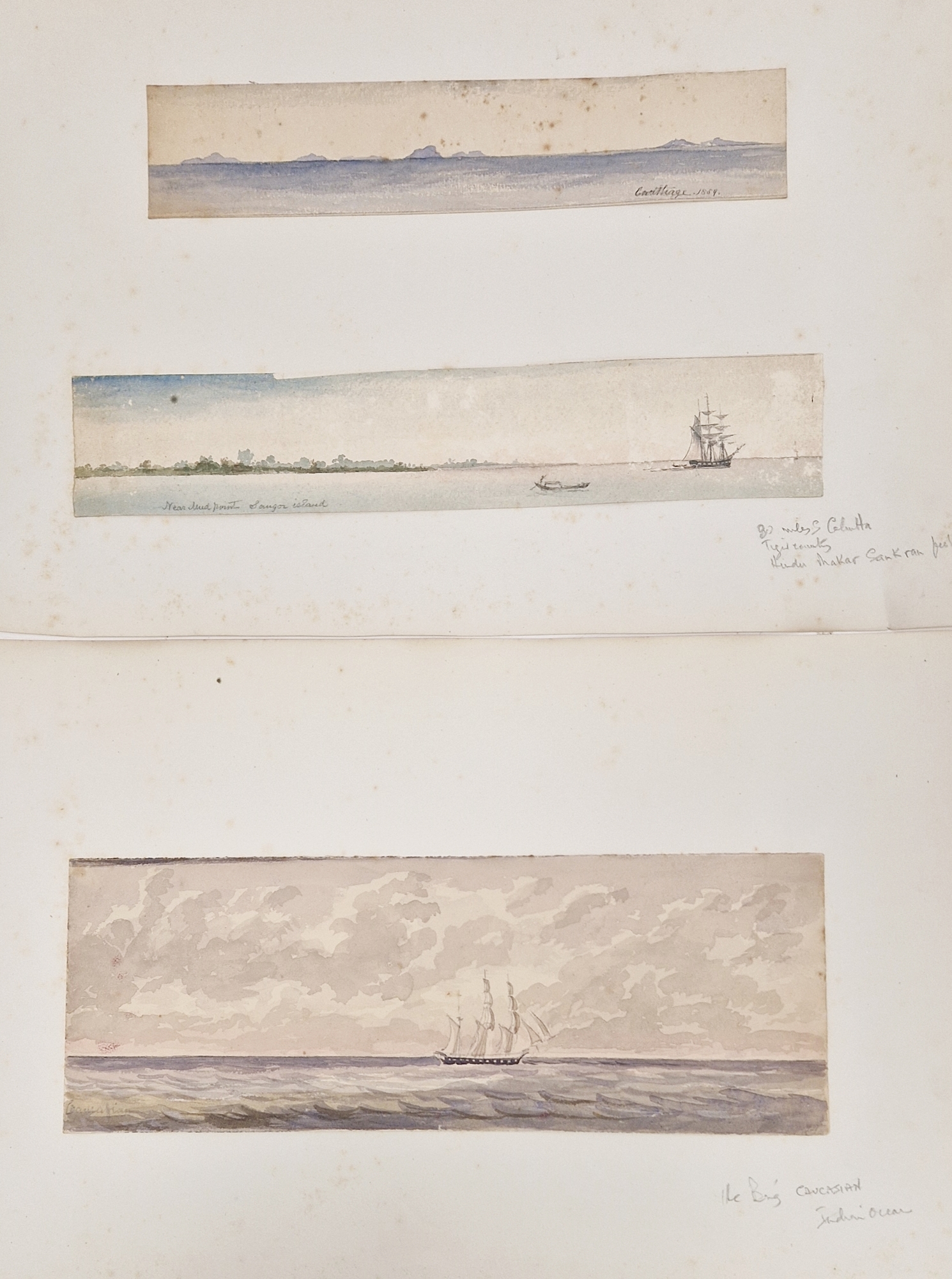Watercolour drawings - collection Attrib. A H. Walter " A Passage from India to England 1873" - Image 2 of 13