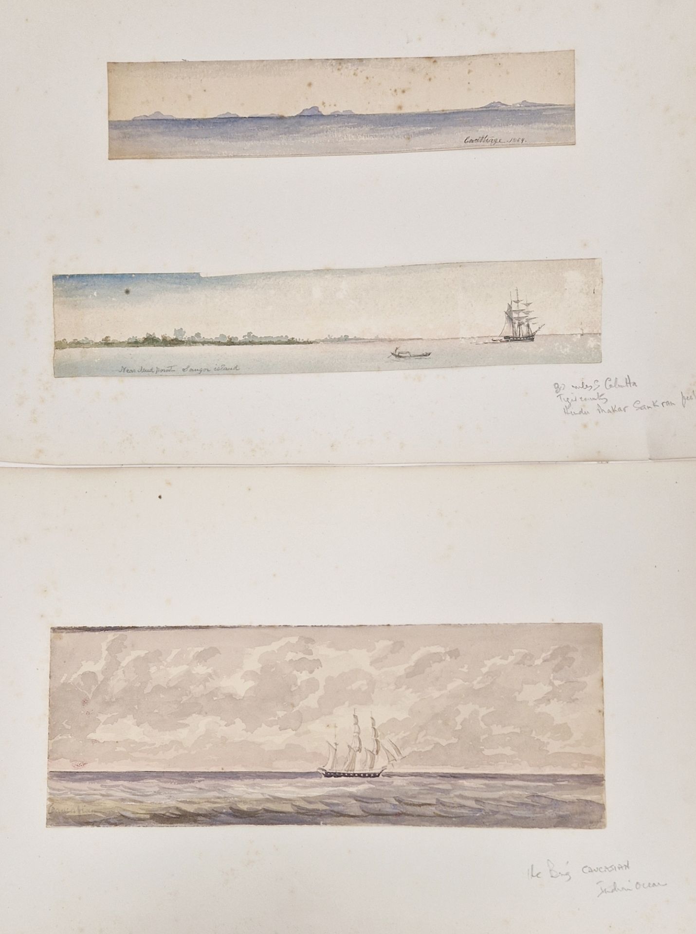 Watercolour drawings - collection Attrib. A H. Walter " A Passage from India to England 1873" - Image 2 of 13