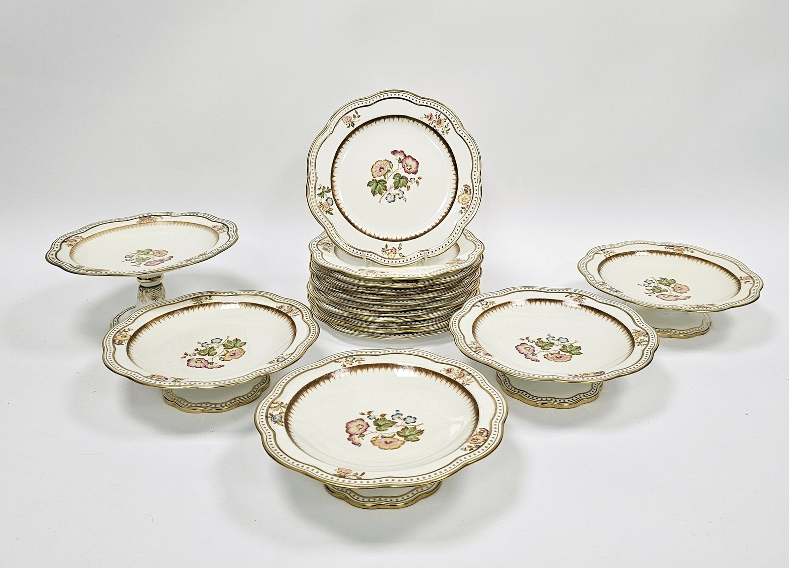 Wedgwood bone china part dessert service, late 19th century, printed black and impressed marks, - Image 4 of 6