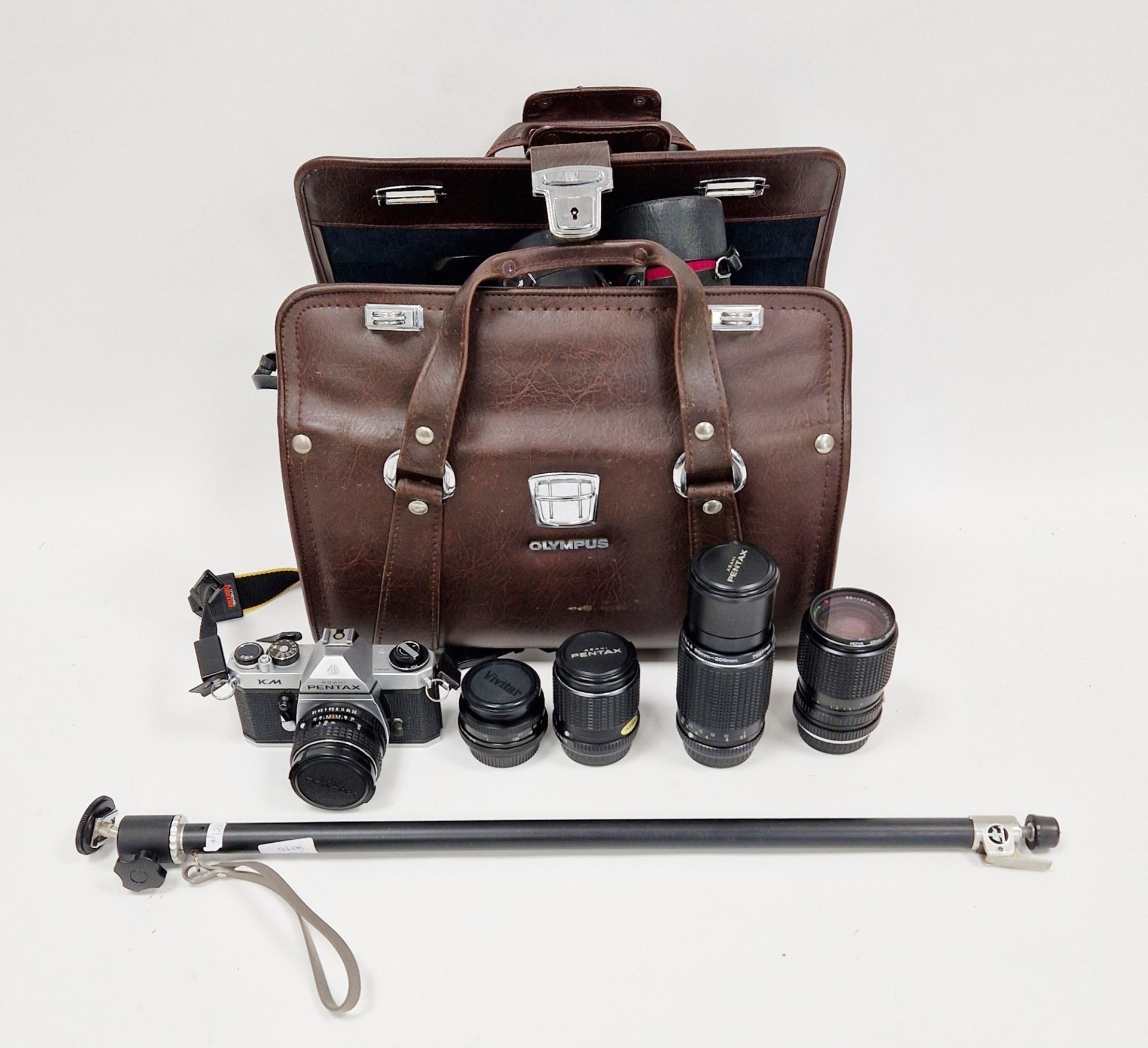 Pentax Asahi KM camera, no.8107043 and various lenses and camera monopole - Image 2 of 2