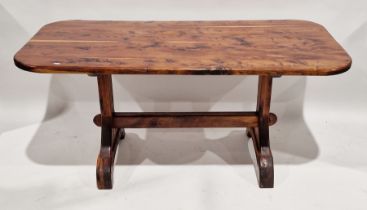 African hardwood dining table of rounded rectangular form, 75cm high x 162cm long x 80cm deep