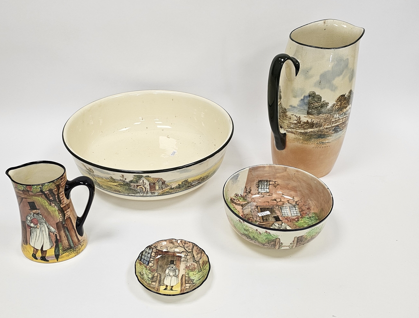 Group of Royal Doulton Gaffers pattern wares and a large Royal Doulton ewer and basin printed and - Image 2 of 5