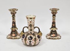 Royal Crown Derby Imari pattern two-handled globular vase, circa 1880, printed iron red marks, of