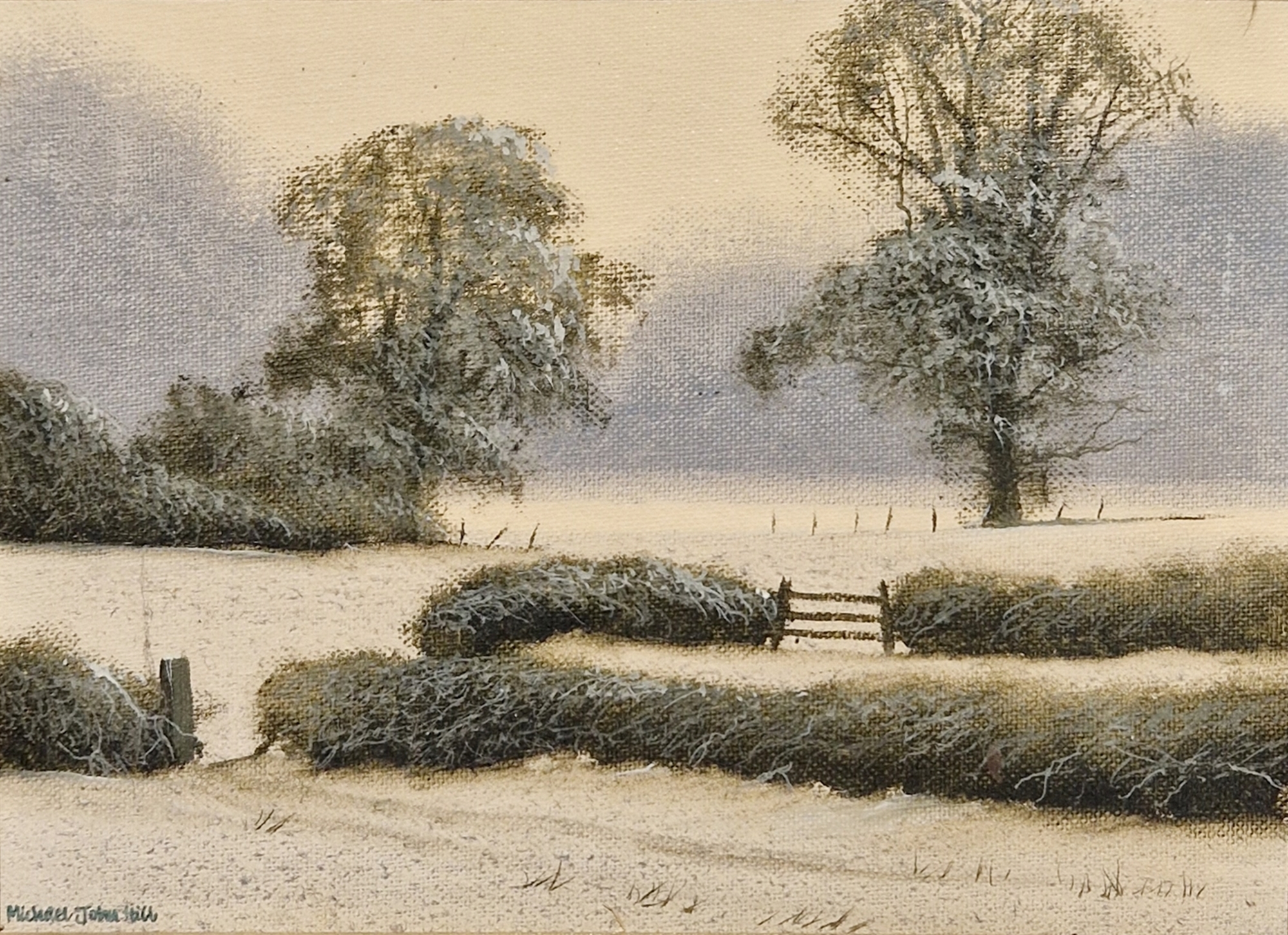 Michael John Hill (20th century) Oil on canvas mounted on board Winter landscape, signed lower left, - Image 2 of 8