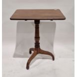 19th century mahogany rectangular section tilt-top tripod occasional table, the reeded rectangular