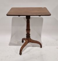 19th century mahogany rectangular section tilt-top tripod occasional table, the reeded rectangular