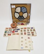 Quantity Indian matchbox covers, circa 1940-45, small quantity crests in album, a leather cased