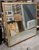 Large contemporary gilt-framed bevel edged wall mirror, 146cm x 150cm