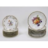 Ten Limoges (MR) fruit decorated dessert plates, circa 1900, printed with vignettes of fruit