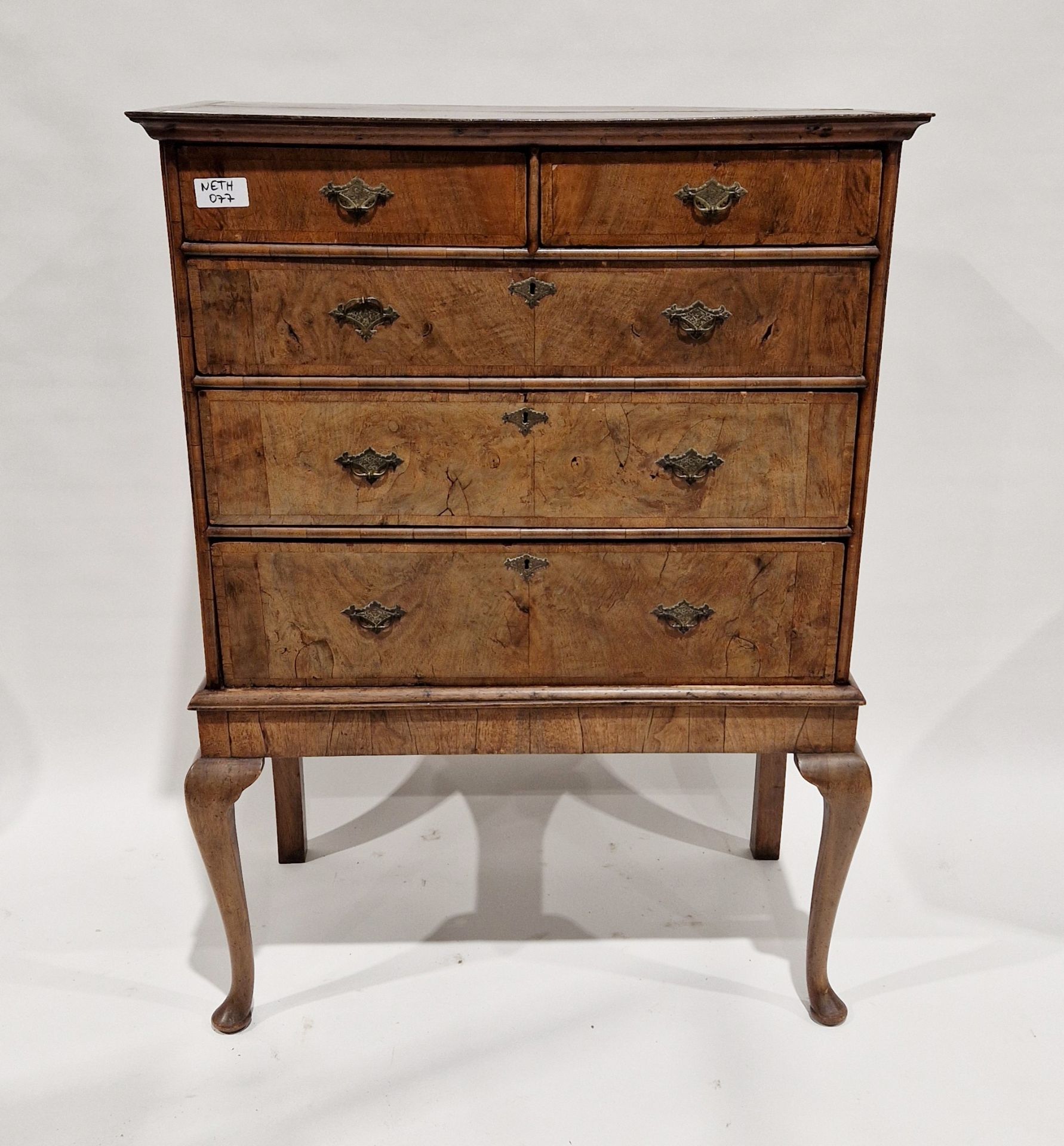 Georgian mahogany chest on stand comprising two short over three long drawers, on cabriole legs, - Image 2 of 2