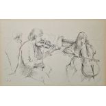 Caroline Sillars (1933-1988) Pencil on paper Study of a violinist and cellist, initialled lower