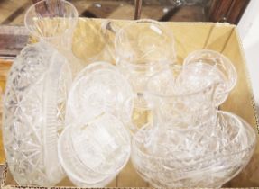 Collection of cut glass to include Stuart sherry glasses, two large cut glass jugs, three cut