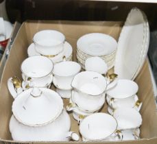 Royal Albert Val D'Or part tea service to include teacups, saucers, milk jugs, teapot, side