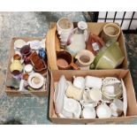 Quantity of ceramics to include plates, planters, olive oil jug, etc (3 boxes)