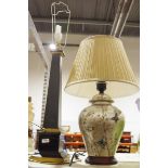 Large square column lamp and an Eastern-style ceramic lamp decorated with branches and