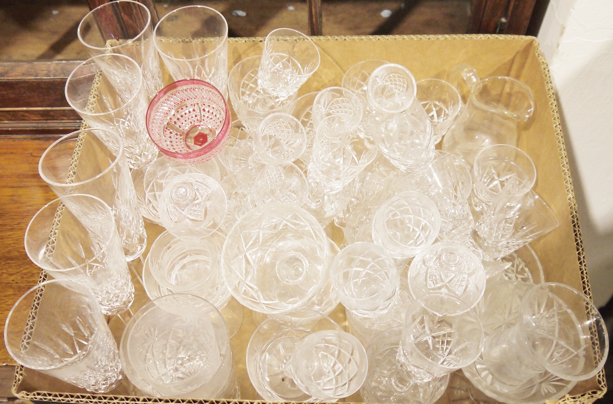 Collection of cut glass to include Stuart sherry glasses, two large cut glass jugs, three cut - Bild 2 aus 3