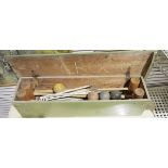 Boxed croquet set with pins, balls, mallets, etc