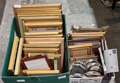 Two boxes of silver plated, giltwood and other photograph frames (2)