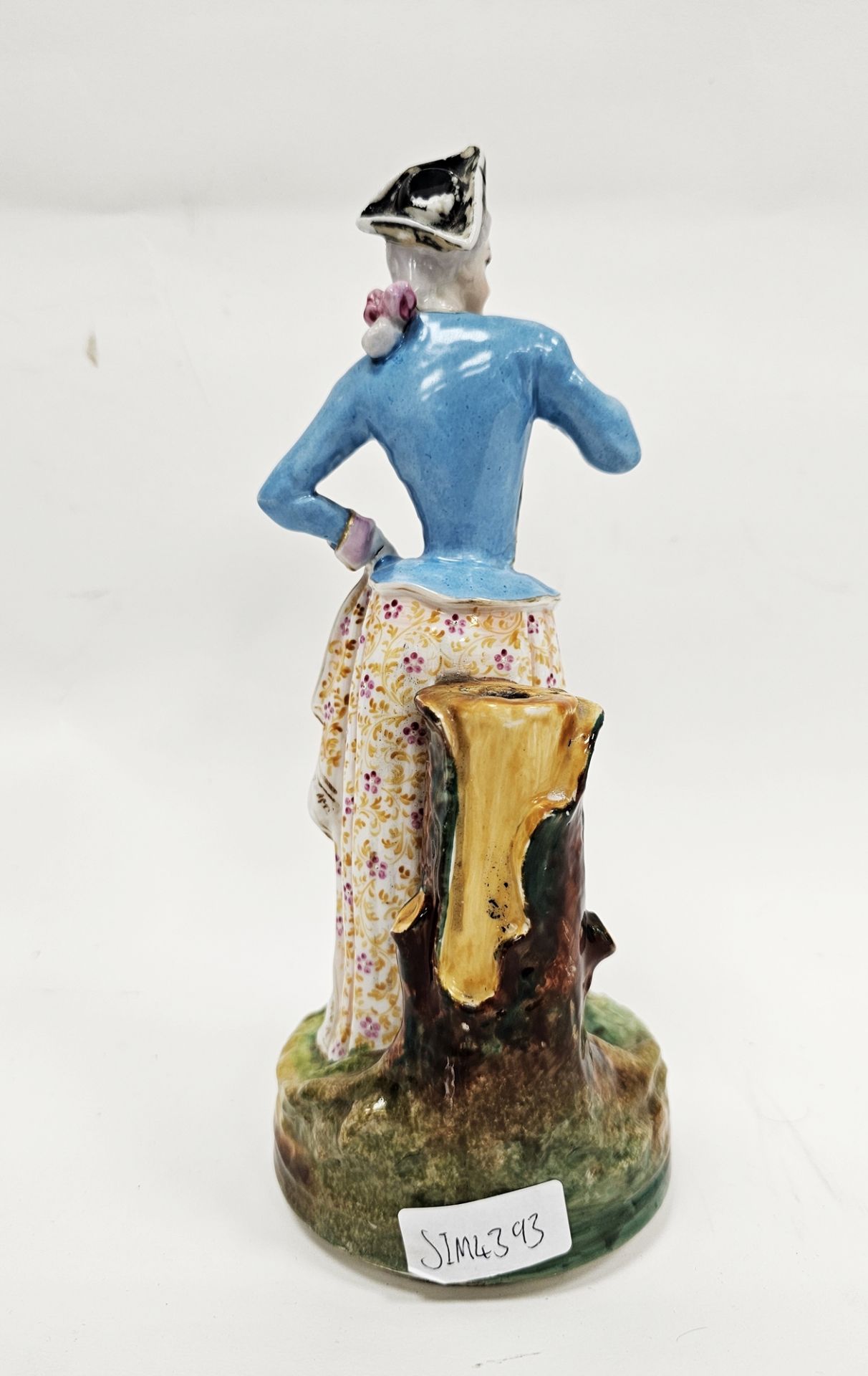 Late 19th century French porcelain figure of a lady forming a lamp base, modelled standing, - Image 2 of 4