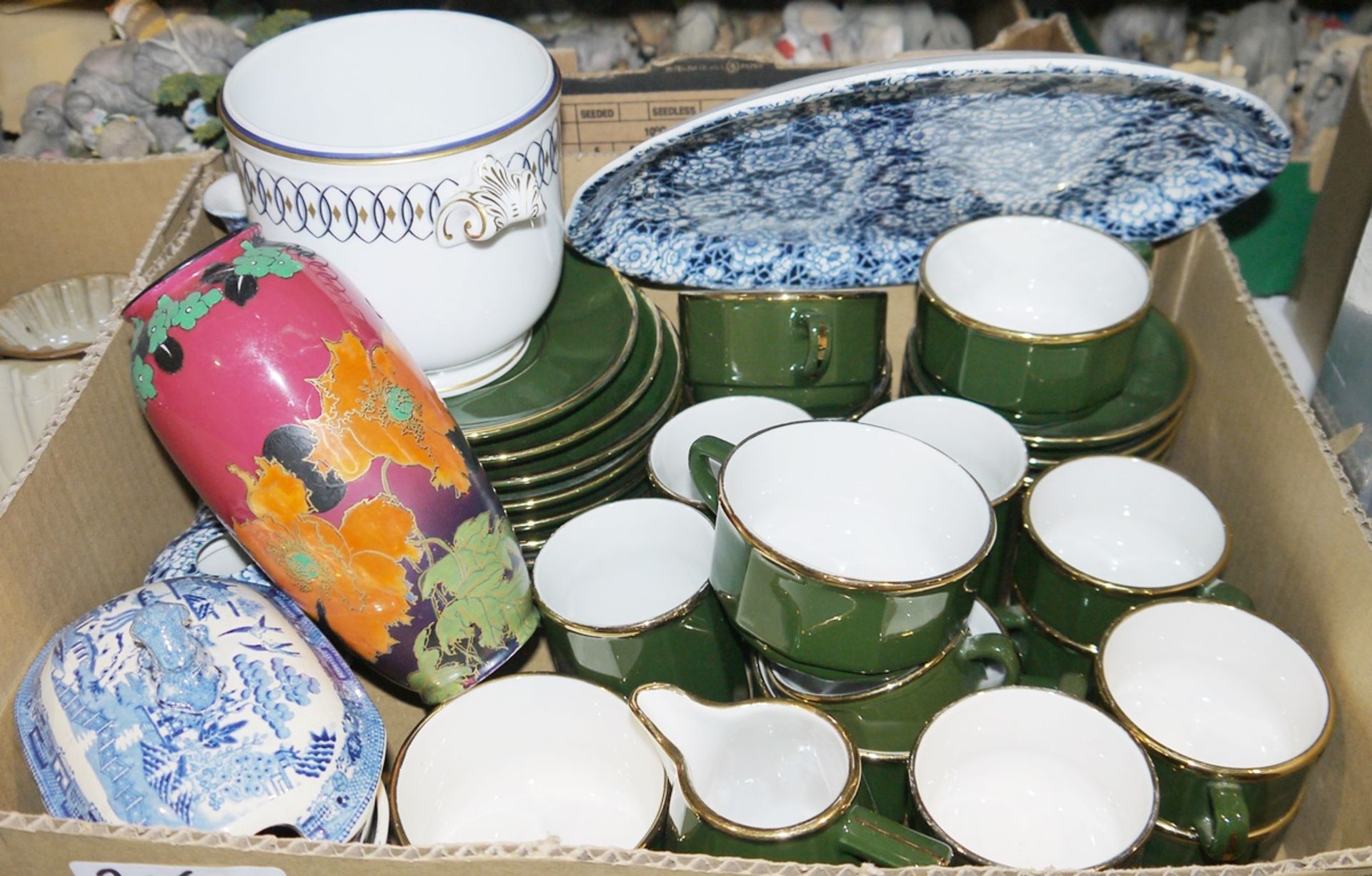 Assorted ceramics and glass to include various white china cups and mugs with gilt inscriptions 'A - Image 4 of 4