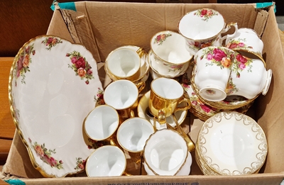Royal Albert Country Roses part tea service, no teapot and a Royal Worcester lustre part coffee