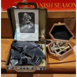 Ebbco Sextant with instructions and box and A reproduction Victorian style brass nautical sextant in